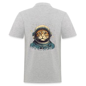 Cool cat as astronaut with suit - Men's Polo Shirt - heather grey - Back - Kai (181cm)