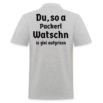 bayerisch Sprüche Bayer Bayern Fun Packerl Watschn - Männer Poloshirt - Grau meliert - Hinten - Kai (181cm)