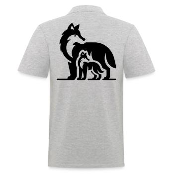Wolf Wölfe Silhouette - Männer Poloshirt - Grau meliert - Hinten - Kai (181cm)