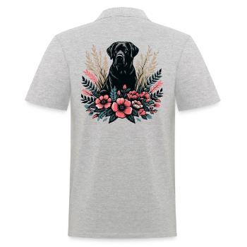 Fleurs de base de Labrador Cottage noir - Polo Homme - gris chiné - Dos - Kai (181cm)