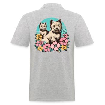 Cairn Terrier Retro Pastell Blumen - Männer Poloshirt - Grau meliert - Hinten - Kai (181cm)