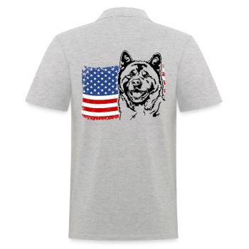 Akita américain Drapeau américain Chiens Wilsigns - Polo Homme - gris chiné - Dos - Kai (181cm)