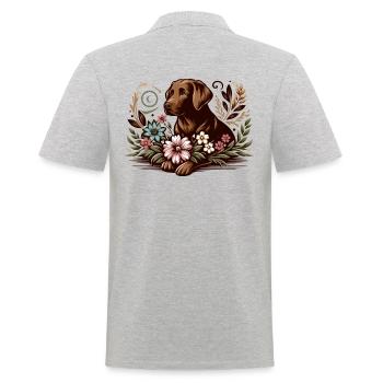 brauner Labrador Cottage Core Blumen - Männer Poloshirt - Grau meliert - Hinten - Kai (181cm)