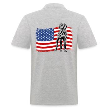 Vizsla US Amérique Drapeau Chiens Chien Wilsigns - Polo Homme - gris chiné - Dos - Kai (181cm)