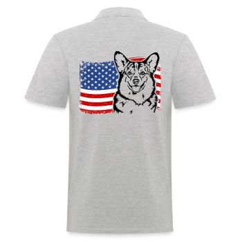 Corgi US Amérique Drapeau Chiens Chien Wilsigns - Polo Homme - gris chiné - Dos - Kai (181cm)