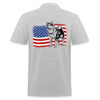 Alaskan Malamute US Amérique Drapeau Chiens Wilsigns - Polo Homme - gris chiné - Dos - Kai (181cm)