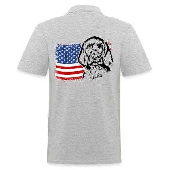 Drahthaar Vizsla US Amerika Fahne Hunde Wilsigns - Männer Poloshirt - Grau meliert - Hinten - Kai (181cm)