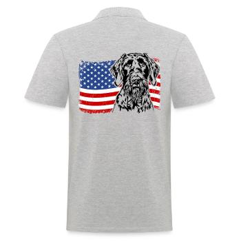 Allemand à poil dur US Amérique drapeau chiens Wilsigns - Polo Homme - gris chiné - Dos - Kai (181cm)