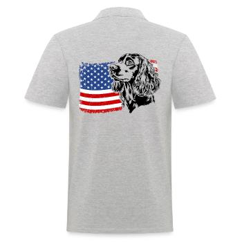 Boykin Epagneul US Amérique Flag Dogs Wilsigns - Polo Homme - gris chiné - Dos - Kai (181cm)
