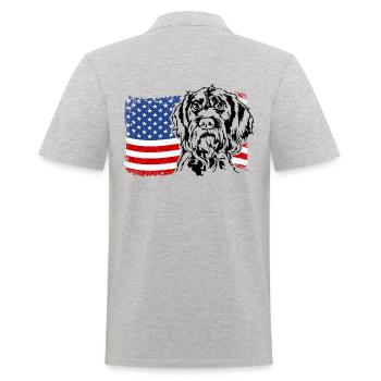 Allemand à poil dur US Drapeau de l’Amérique Wilsigns - Polo Homme - gris chiné - Dos - Kai (181cm)