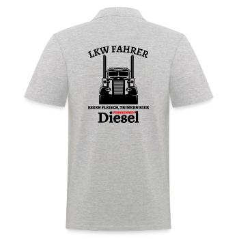 LKW Fahrer - Essen Fleisch Trinken Bier ... - Männer Poloshirt - Grau meliert - Hinten - Kai (181cm)