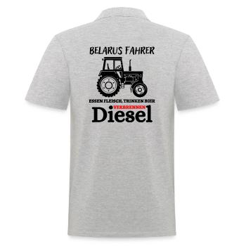 MTS-Belarus Fahrer trinken Bier verbrennen Diesel - Männer Poloshirt - Grau meliert - Hinten - Kai (181cm)