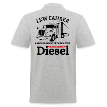 LKW Fahrer - Essen Fleisch Trinken Bier... - Männer Poloshirt - Grau meliert - Hinten - Kai (181cm)