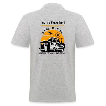 Camper Regel Nr.1- Kastenwagen Wohnmobil Spruch - Männer Poloshirt - Grau meliert - Hinten - Kai (181cm)