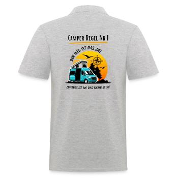 Camper Regel Nr.1- Kastenwagen Wohnmobil Spruch - Männer Poloshirt - Grau meliert - Hinten - Kai (181cm)