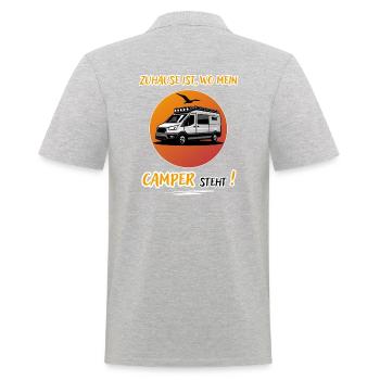 Zuhause Ist Wo Mein Camper steht-Kastenwagen-WoMo - Männer Poloshirt - Grau meliert - Hinten - Kai (181cm)