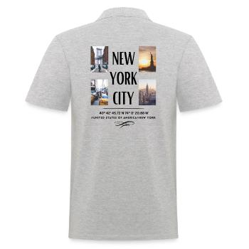 New York City Skyline NYC Manhattan - Männer Poloshirt - Grau meliert - Hinten - Kai (181cm)