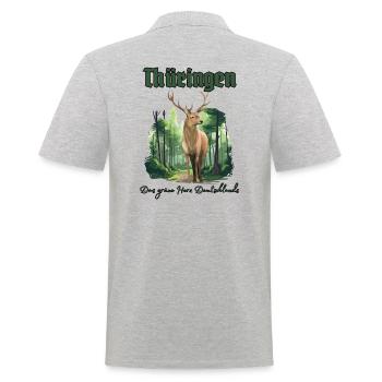 Thüringen - Das grünes Herz Deutschlands-Hirsch - Männer Poloshirt - Grau meliert - Hinten - Kai (181cm)