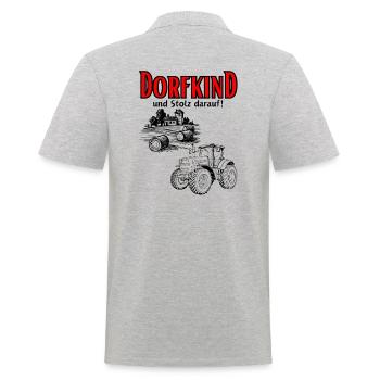 Dorfkind und stolz darauf- Spruch mit Traktor - Männer Poloshirt - Grau meliert - Hinten - Kai (181cm)