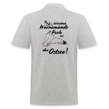 Warnemünde Ostseebad und Perle an der Ostsee - Männer Poloshirt - Grau meliert - Hinten - Kai (181cm)