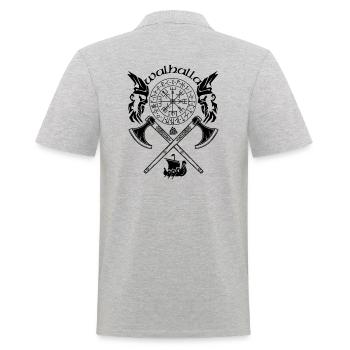 VALHALLA-SYMBOLES VIKINGS-RUNES VIKINGS - Polo Homme - gris chiné - Dos - Kai (181cm)