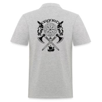 Asgard-VIKING-Viking SYMBOLES-RUNES VIKINGS - Polo Homme - gris chiné - Dos - Kai (181cm)