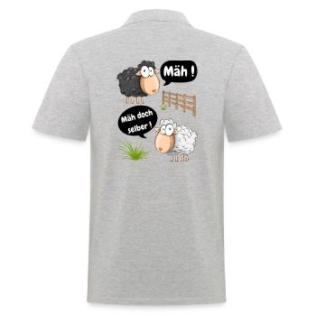Mäh! Mäh doch selber-lustiges Motiv mit Schafen - Männer Poloshirt - Grau meliert - Hinten - Kai (181cm)