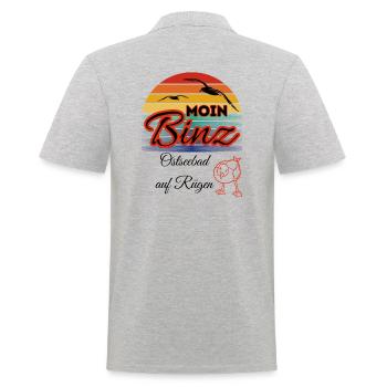 Moin Binz mit Möwe im Retro Style-Insel Rügen/Binz - Männer Poloshirt - Grau meliert - Hinten - Kai (181cm)