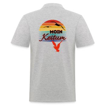 Moin Keitum avec mouette dans le style rétro-Sylt-Keitum - Polo Homme - gris chiné - Dos - Kai (181cm)