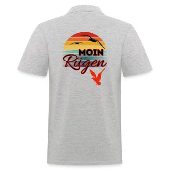 Moin Rügen mit Möwe im Retro Style-Insel Rügen - Männer Poloshirt - Grau meliert - Hinten - Kai (181cm)