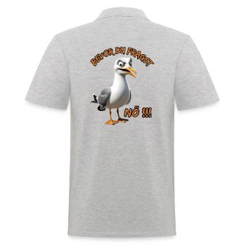 Lustiger Spruch mit Möwe Bevor du fragst Nö !!! - Männer Poloshirt - Grau meliert - Hinten - Kai (181cm)