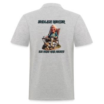Endlich Rentner-Ich muss gar nichts - Männer Poloshirt - Grau meliert - Hinten - Kai (181cm)