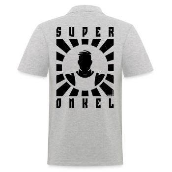 Super Onkel (Superonkel / Strahlen / Black) - Männer Poloshirt - Grau meliert - Hinten - Kai (181cm)