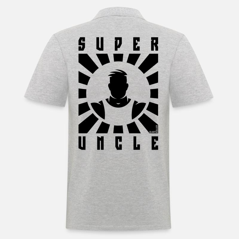 Super Uncle (Strahlen / Black) - Männer Poloshirt - Grau meliert