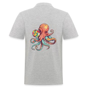 Pieuvre comique drôle avec sucette - Polo Homme - gris chiné - Dos - Kai (181cm)