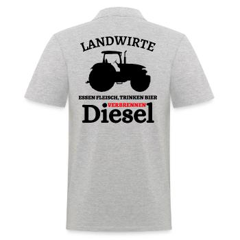 Landwirte- Essen Fleisch Trinken Bier ... - Männer Poloshirt - Grau meliert - Hinten - Kai (181cm)