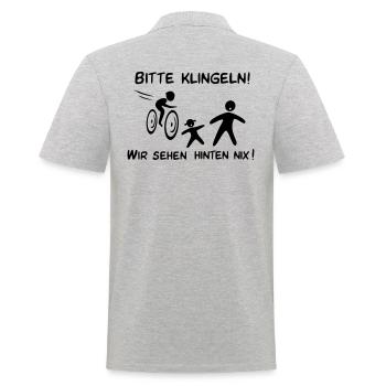 Bitte klingeln! Radfahrer-Kind - Männer Poloshirt - Grau meliert - Hinten - Kai (181cm)