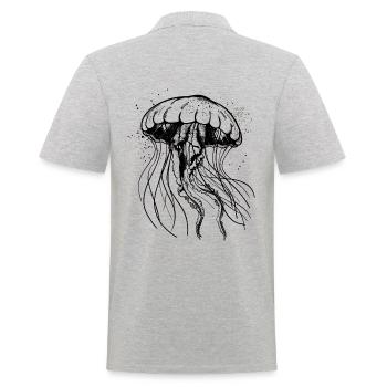 Motif Méduse Noire - Méduse - Polo Homme - gris chiné - Dos - Kai (181cm)