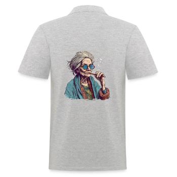 Smoking Old Lady - Old Fashioned - Men's Polo Shirt - heather grey - Back - Kai (181cm)