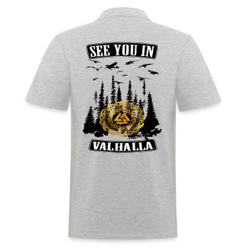 Runes Viking Valhalla nordique - Polo Homme - gris chiné - Dos - Kai (181cm)