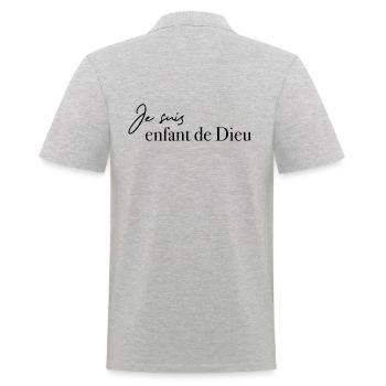 Je suis enfant de Dieu (noir) - Polo Homme - gris chiné - Dos - Kai (181cm)