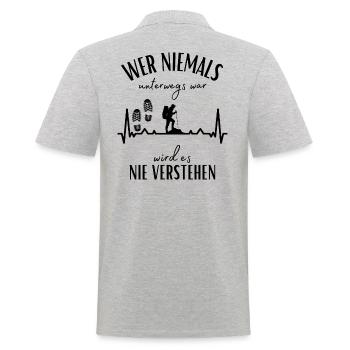 Wandern Berge Gebirge Bergsteigen-Wandern Spruch - Männer Poloshirt - Grau meliert - Hinten - Kai (181cm)