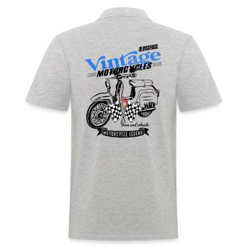 Simson Schwalbe DDR Moped - Männer Poloshirt - Grau meliert - Hinten - Kai (181cm)