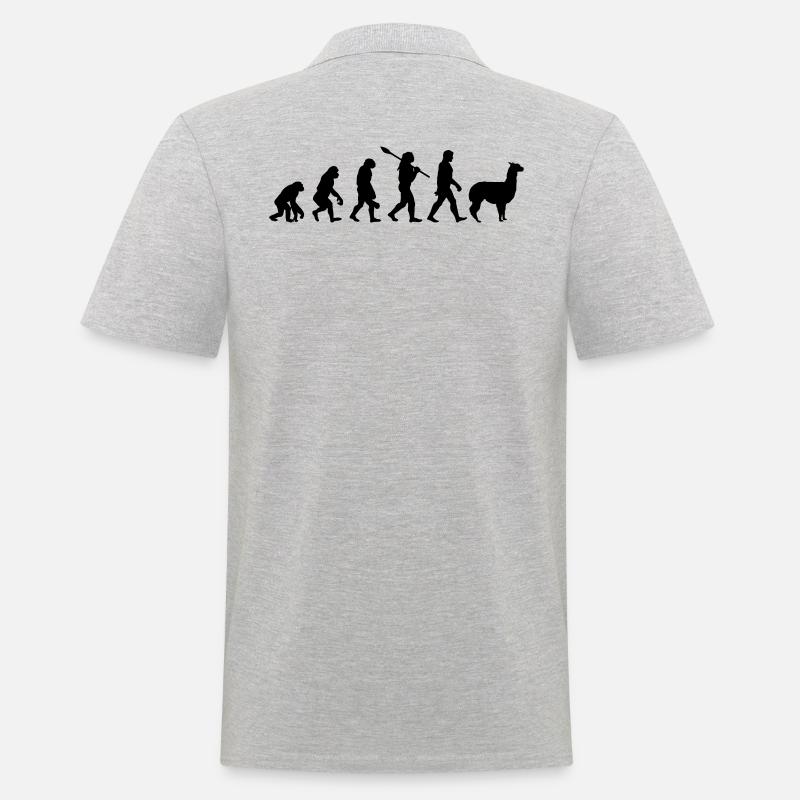 Evolution Alpaka lustig Geschenkidee Südamerika - Männer Poloshirt - Grau meliert