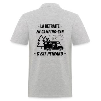 La retraite en camping car c'est peinard - Polo Homme - gris chiné - Dos - Kai (181cm)