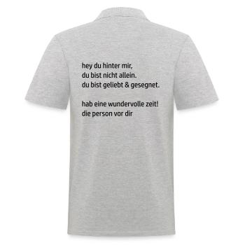 hey du hinter mir by csDesign - Männer Poloshirt - Grau meliert - Hinten - Kai (181cm)