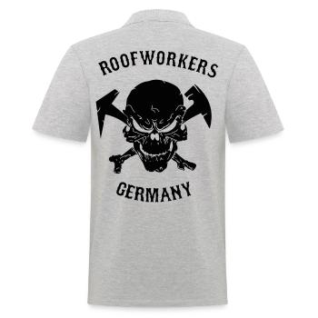 Roofworkers Germany - Männer Poloshirt - Grau meliert - Hinten - Kai (181cm)