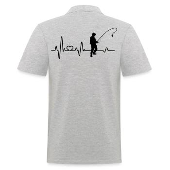 Heartbeat Angler Fishing Rod Fishing Gift Idea - Men's Polo Shirt - heather grey - Back - Kai (181cm)