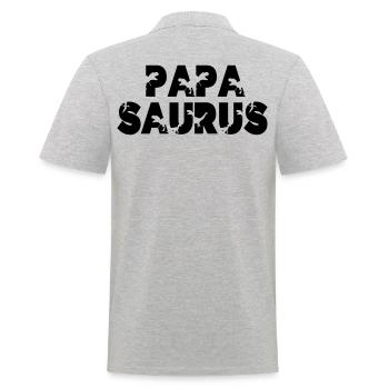 Papasaurus Cooler Papa Geschenkidee Vater stark - Männer Poloshirt - Grau meliert - Hinten - Kai (181cm)