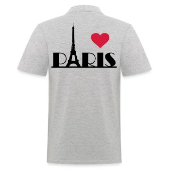 J'aime Paris France Tour Eiffel Coeur - Polo Homme - gris chiné - Dos - Kai (181cm)